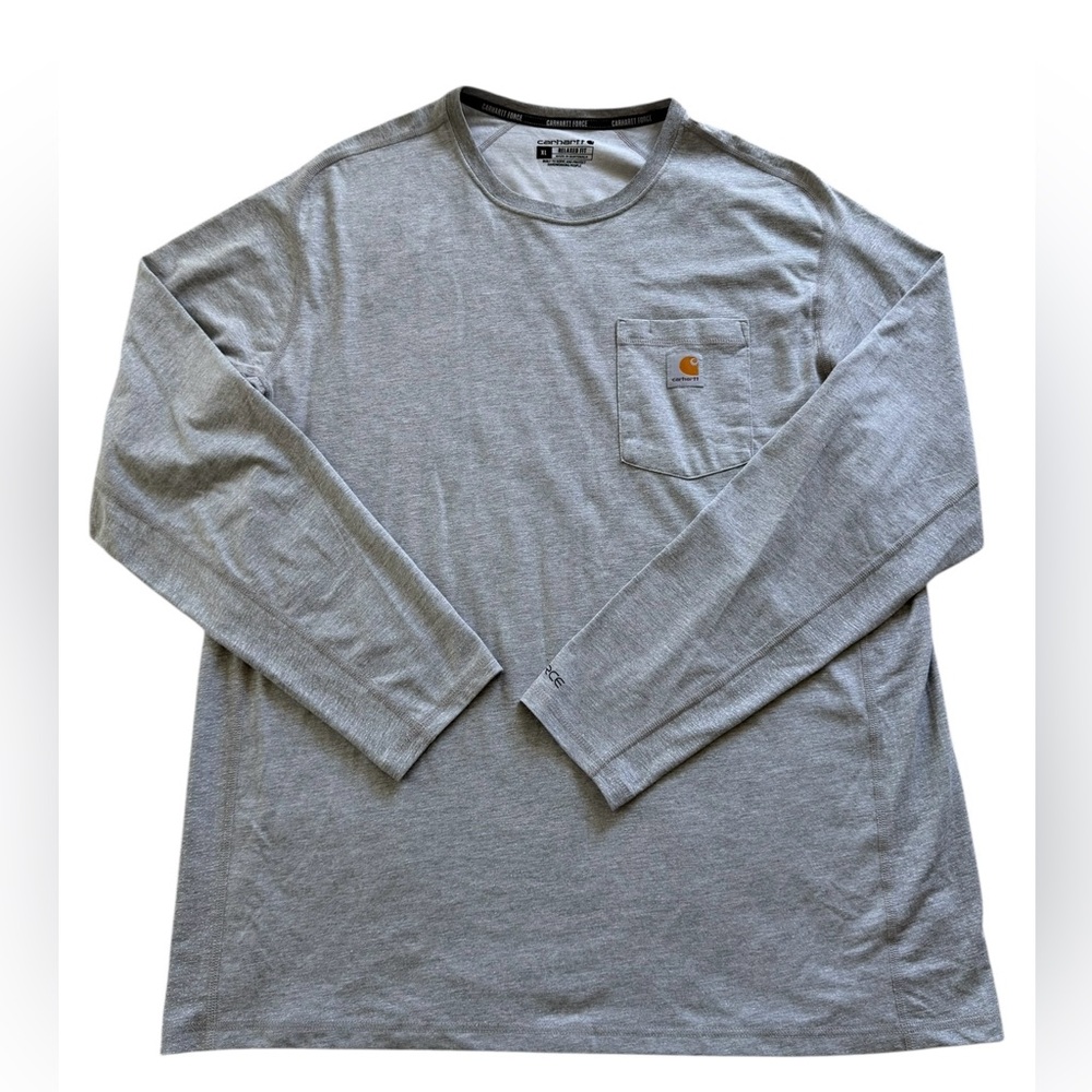 Carhartt Force Pocket T-Shirt Mens XL Gray Long Sleeve Relaxed Fit Work Shirt